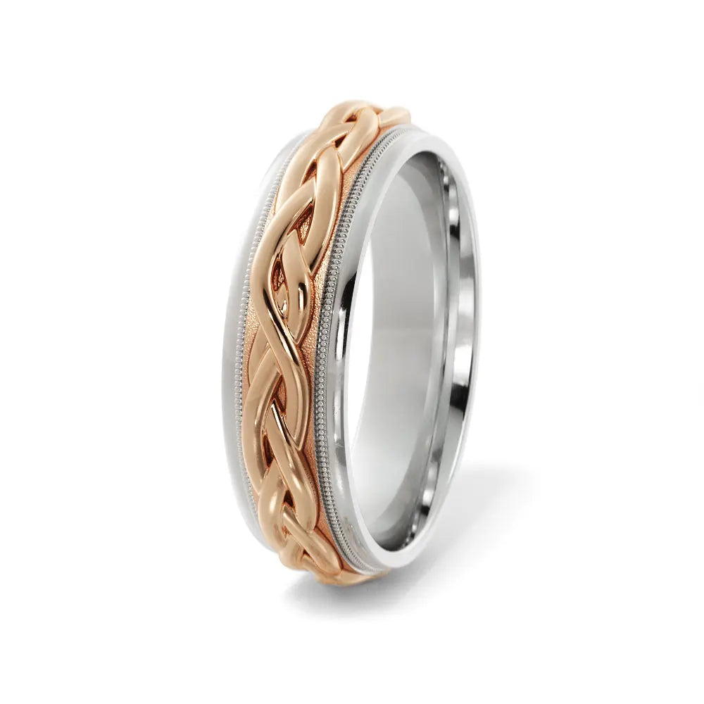 Braided Wedding Ring in 10k White/Rose Gold House Of Wedding Bands