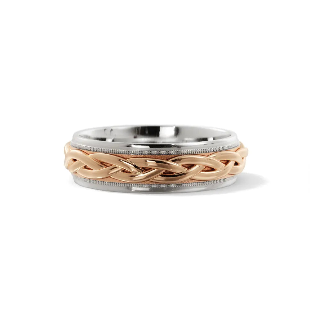 Braided Wedding Ring in 10k White/Rose Gold House Of Wedding Bands