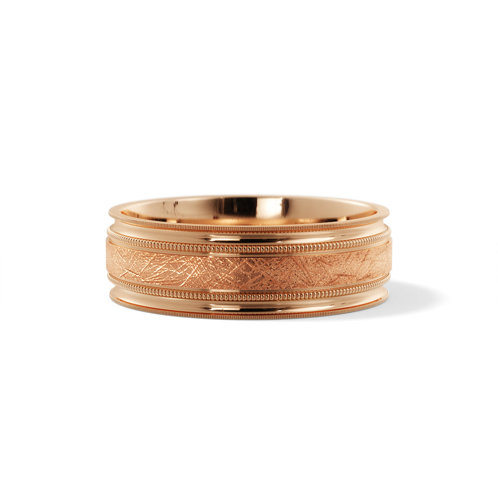 Scattered Satin Wedding Ring in 14k Rose Gold