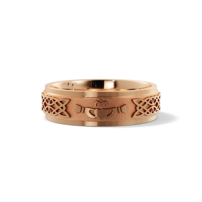 Celtic Claddagh Wedding Ring in 14k Rose Gold