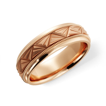 Triangular Top Design Wedding Ring in 10k Rose Gold