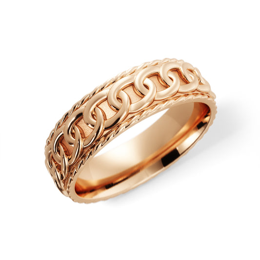 Chain Link Wedding Ring in 18k Rose Gold