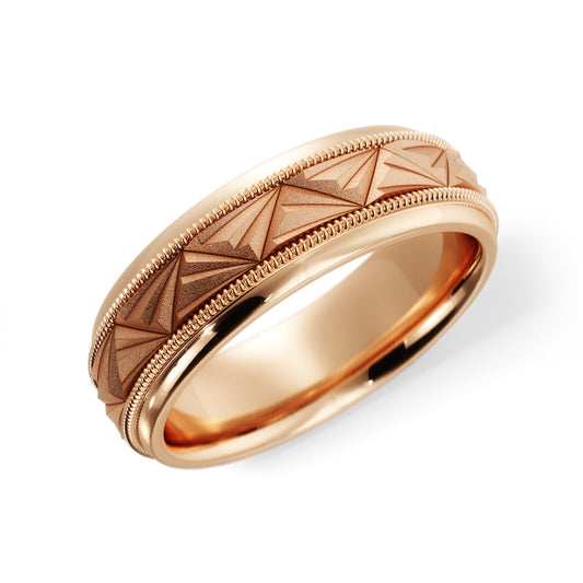 Triangular Top Design Wedding Ring in 18k Rose Gold