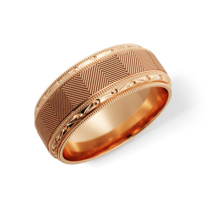 Lined Design Wedding Ring in 18k Rose Gold