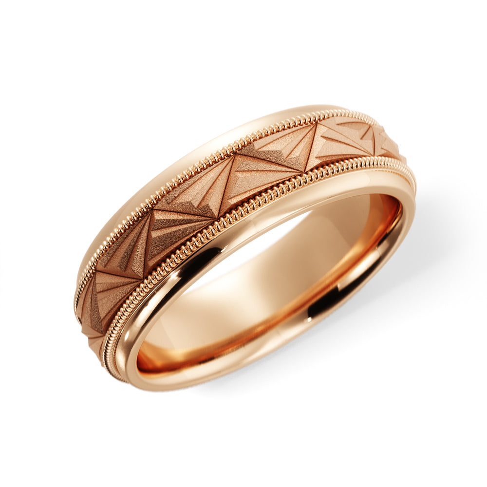 Triangular Top Design Wedding Ring in 14k Rose Gold