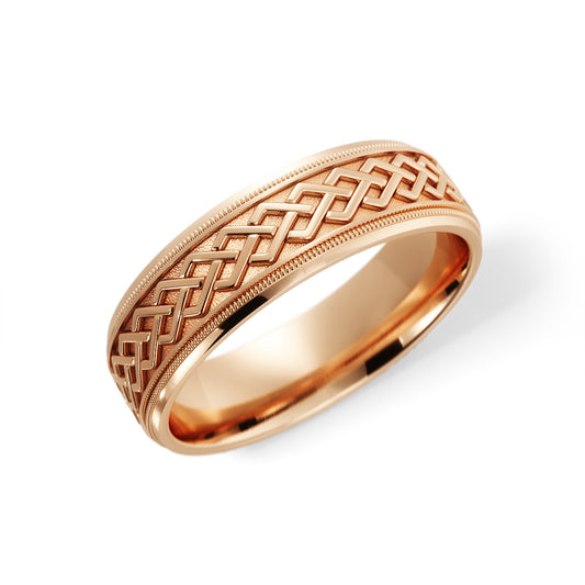 Dara Knot Celtic Wedding Ring in 10k Rose Gold