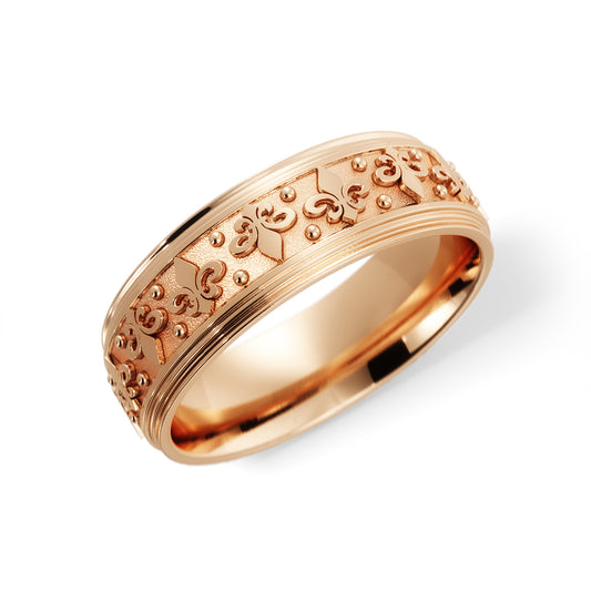 Fleur-de-lis Wedding Band in 10k Rose Gold