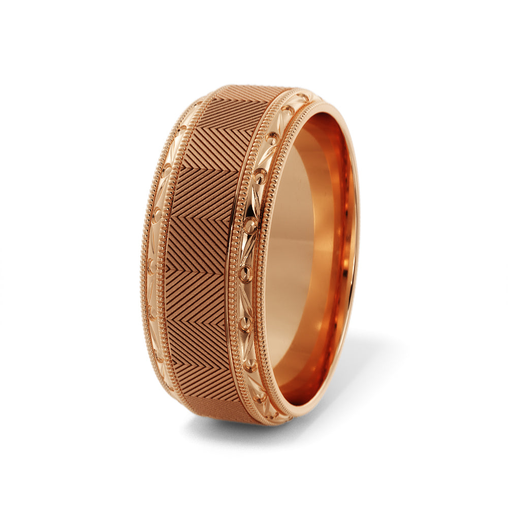 Lined Design Wedding Ring in 14k Rose Gold