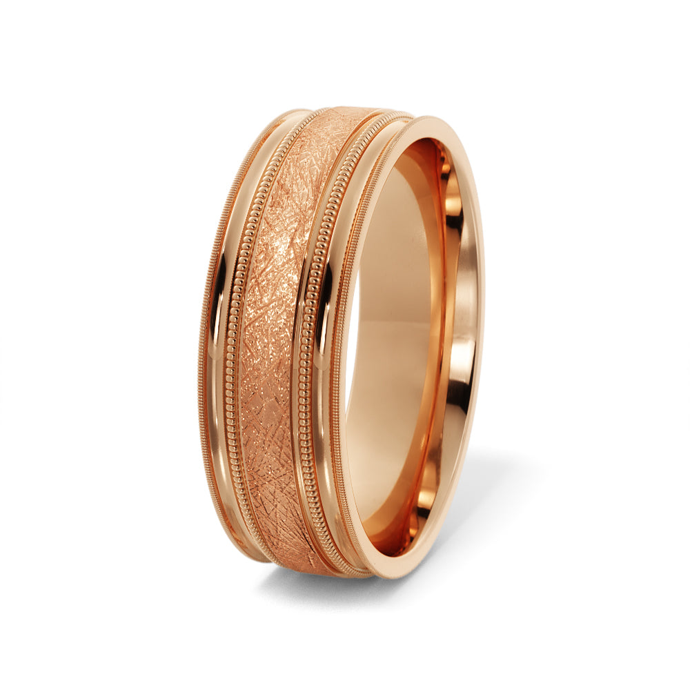 Scattered Satin Wedding Ring in 18k Rose Gold