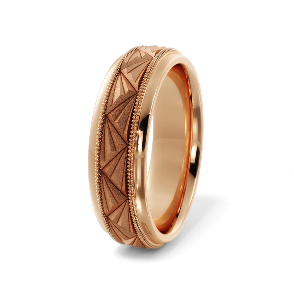 Triangular Top Design Wedding Ring in 14k Rose Gold