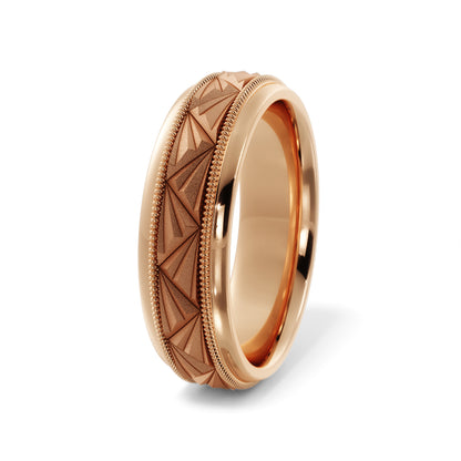 Triangular Top Design Wedding Ring in 14k Rose Gold