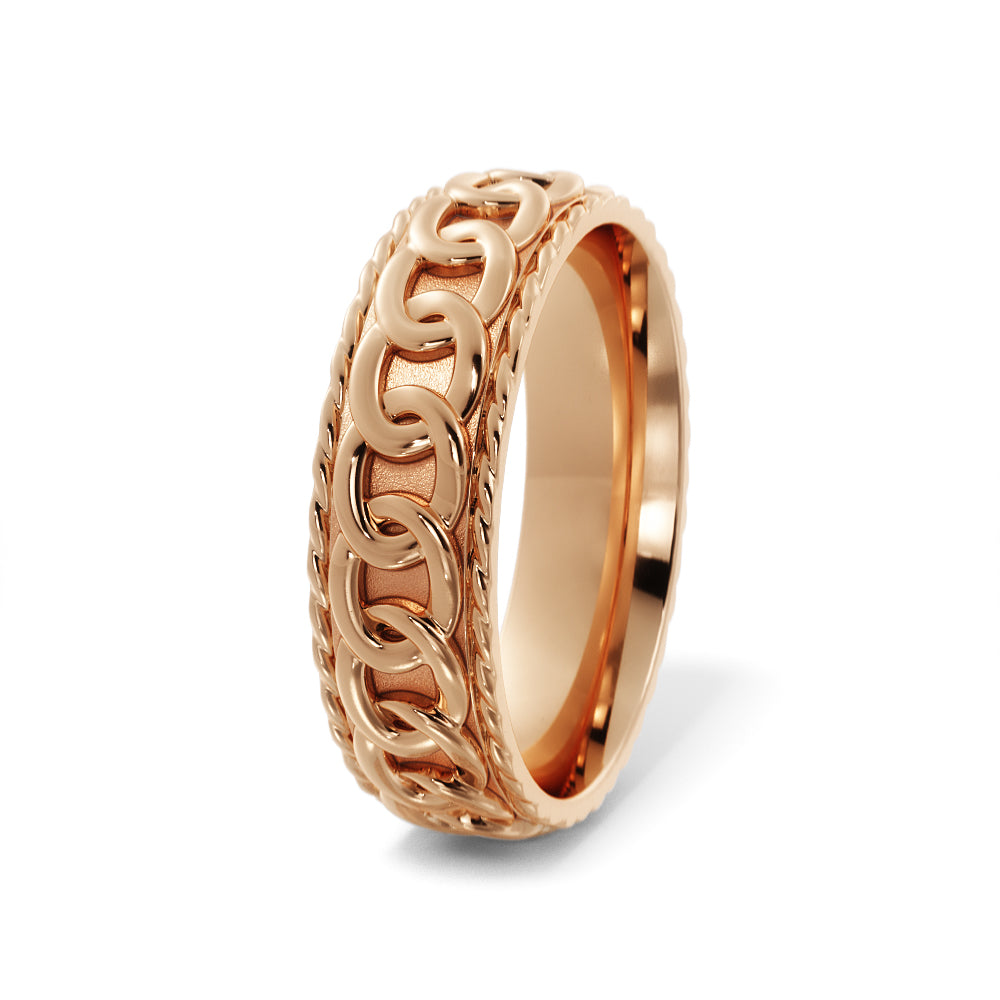 Chain Link Wedding Ring in 14k Rose Gold