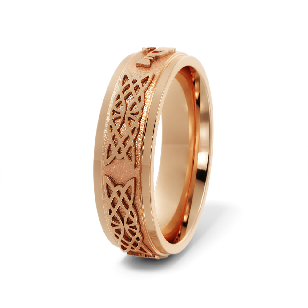 Celtic Claddagh Wedding Ring in 14k Rose Gold