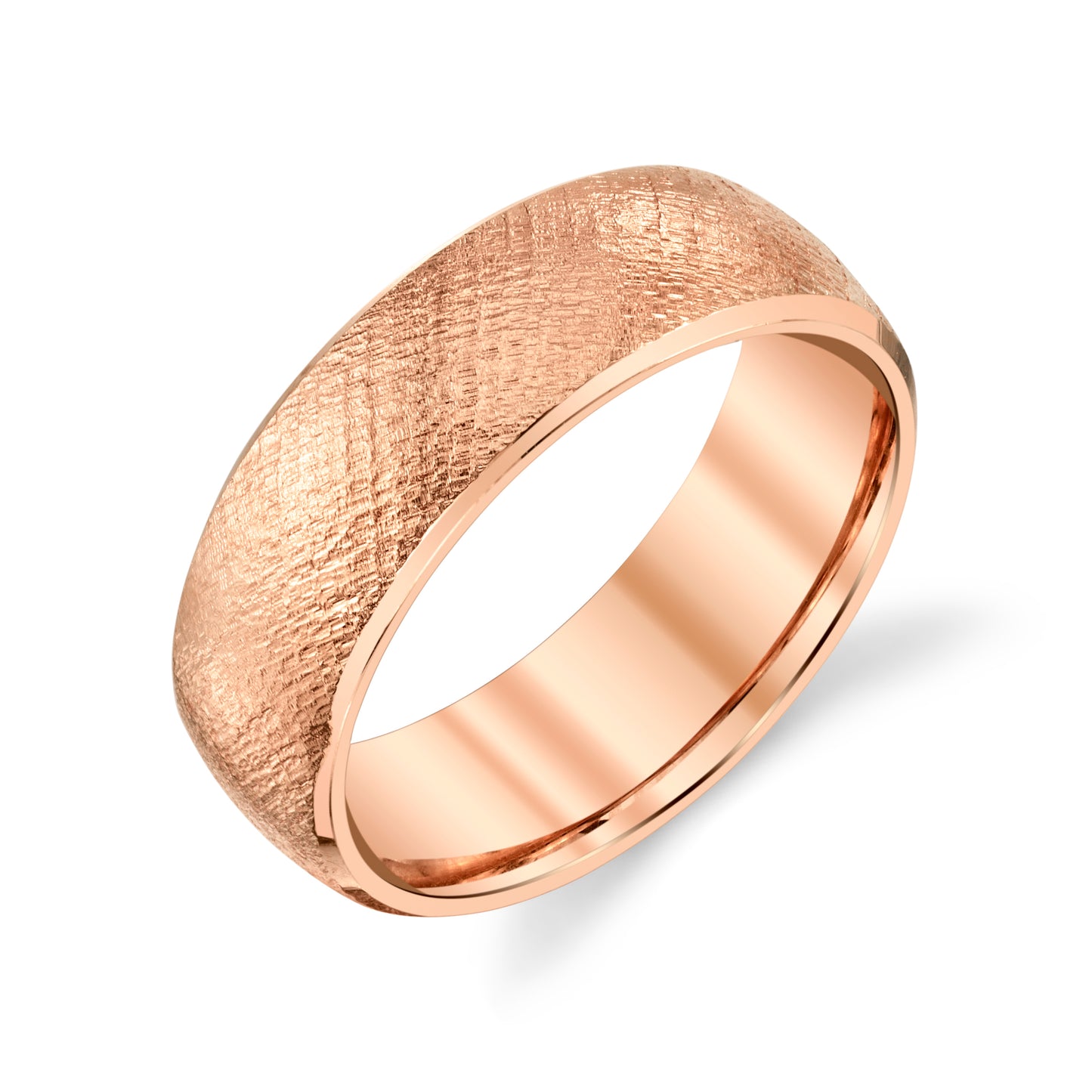 Hammer Texture Wedding Ring in 18k Rose Gold