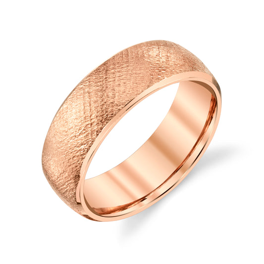 Hammer Texture Wedding Ring in 18k Rose Gold