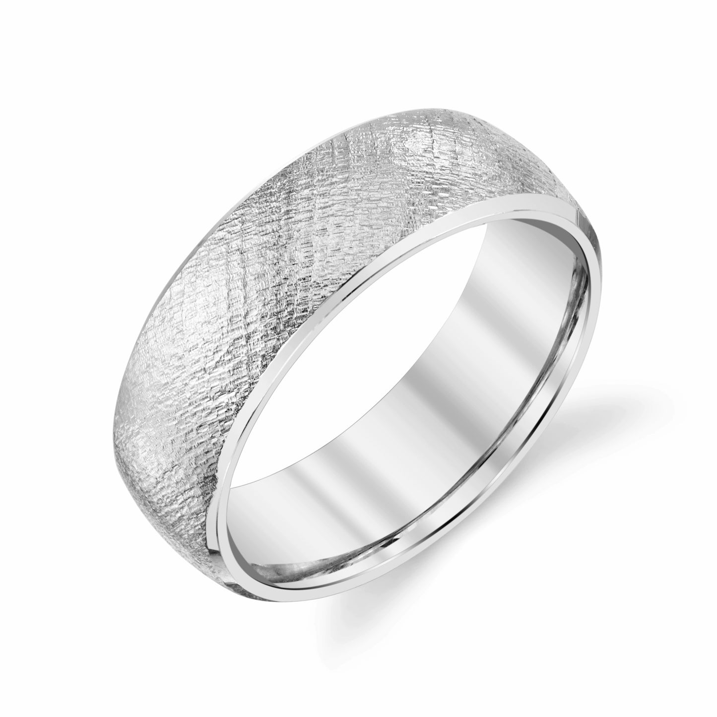 Hammer Texture Wedding Ring in 10k White Gold