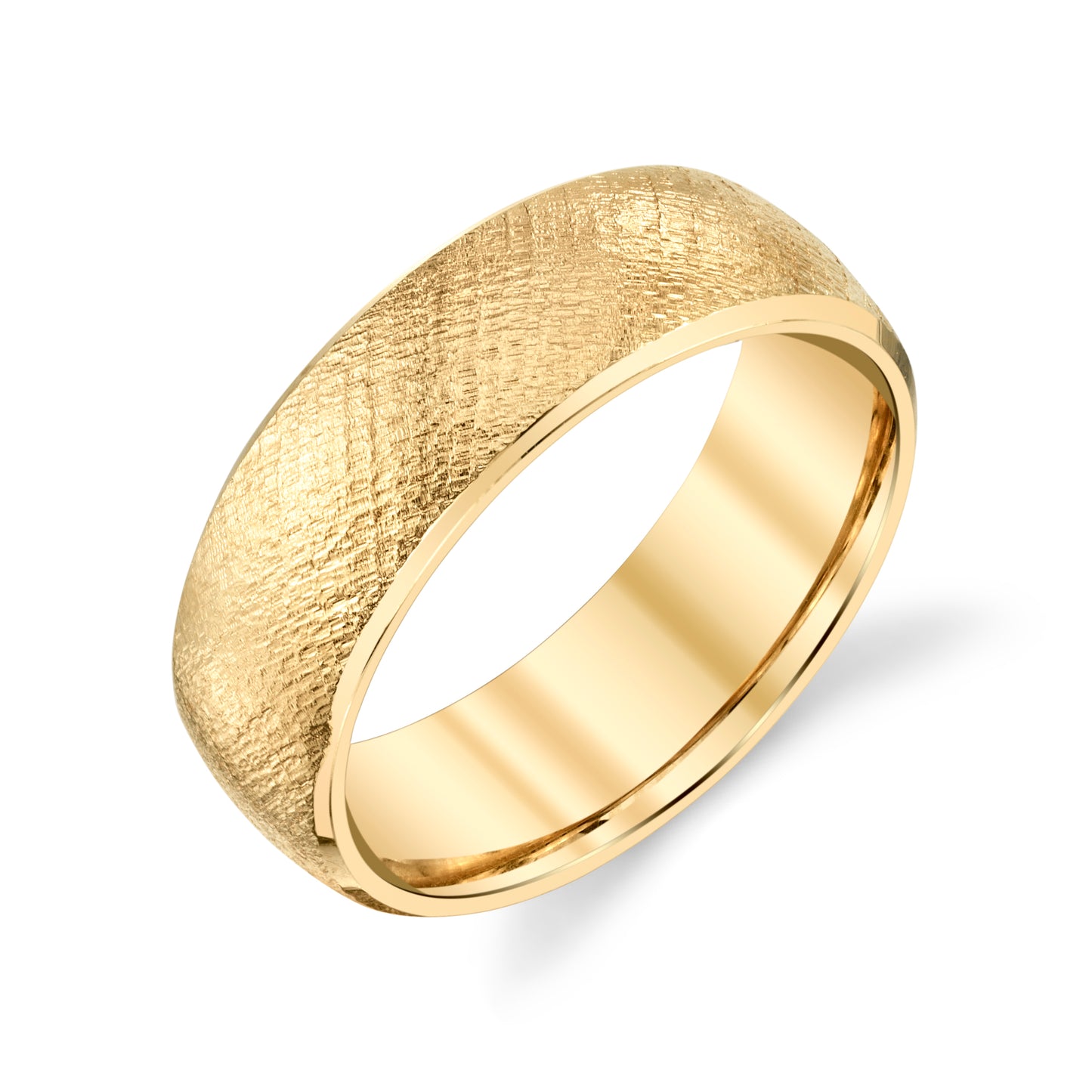 Hammer Texture Wedding Ring in 14k Yellow Gold