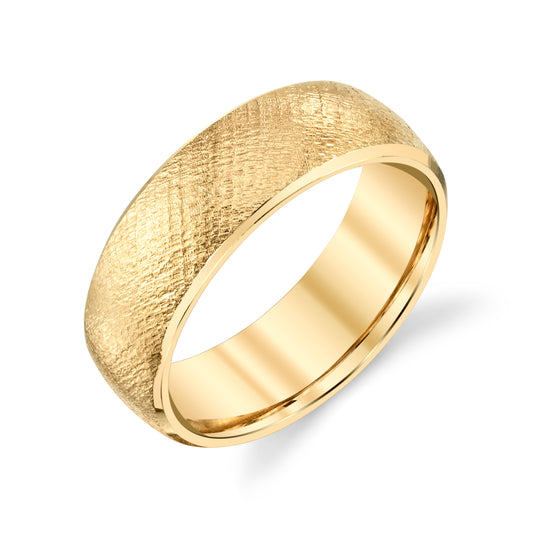 Hammer Texture Wedding Ring in 18k Yellow Gold