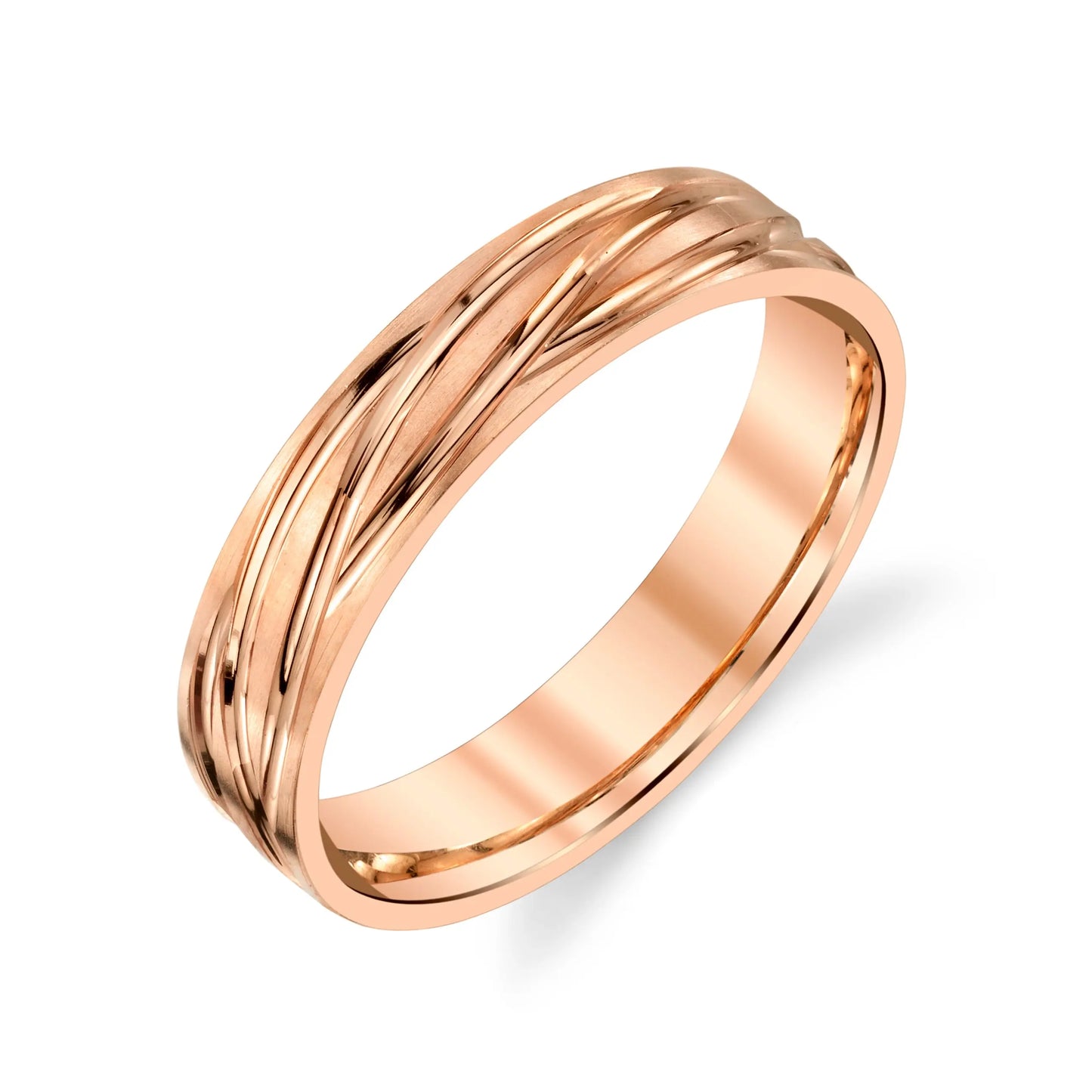 Wavy Groove Wedding Ring in 10k Rose Gold House Of Wedding Bands