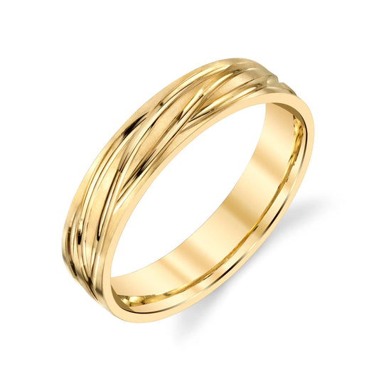 Wavy Groove Wedding Ring in 10k Yellow Gold House Of Wedding Bands