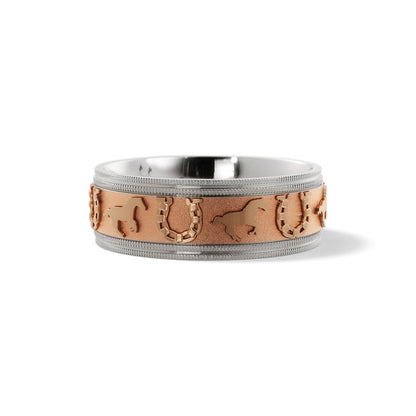 Horseshoe Wedding Band in 10k White/Rose Gold