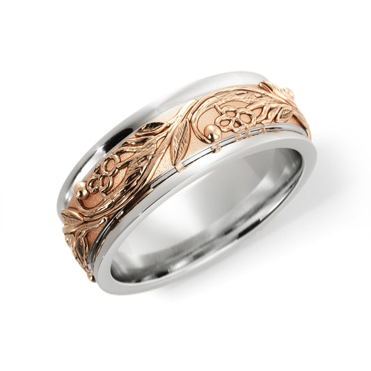 Tree Branch Wedding Ring in 10k White/Rose Gold