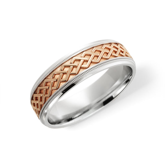 Dara Knot Celtic Wedding Ring in 10k White/Rose Gold