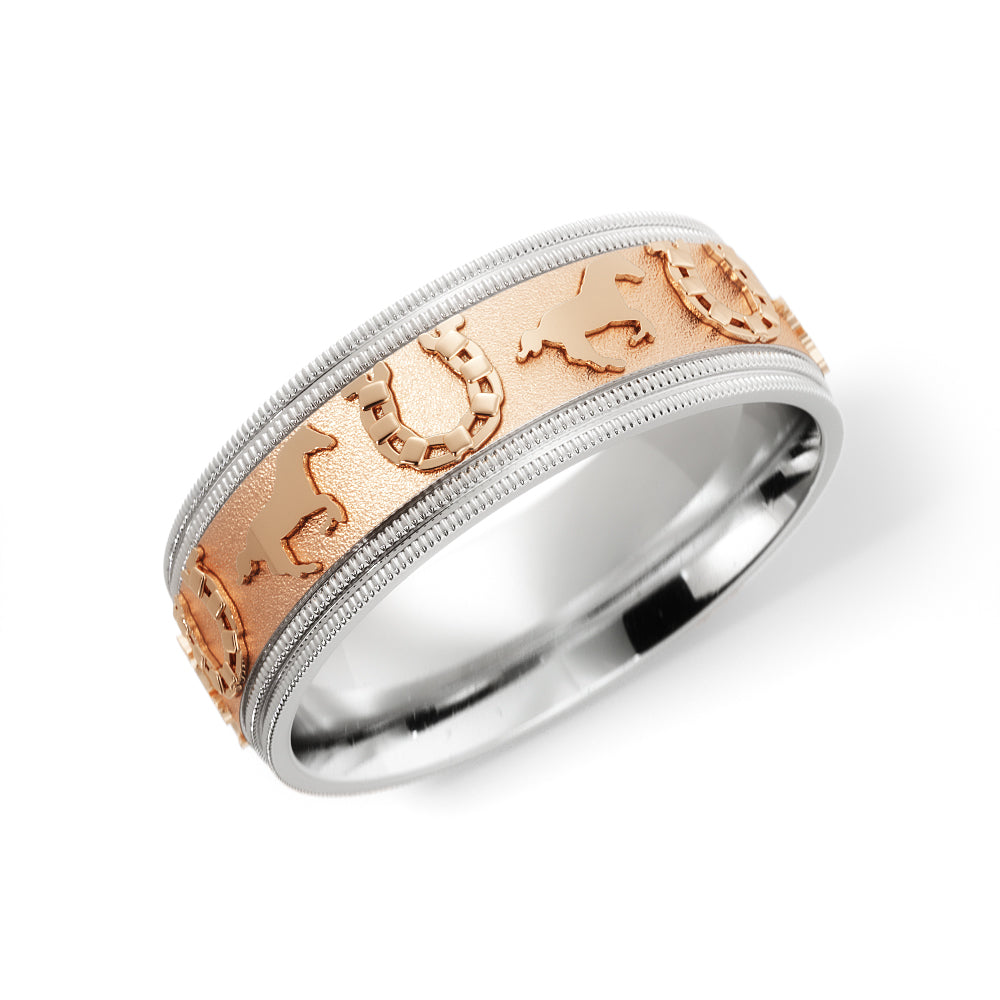 Horseshoe Wedding Band in 10k White/Rose Gold