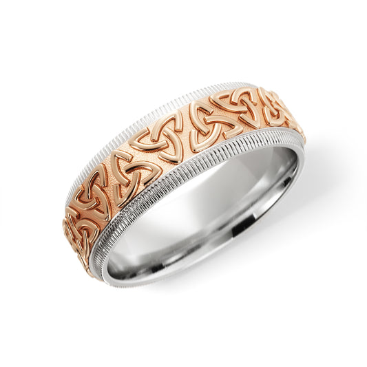 Celtic Wedding Ring in 18k White/Rose Gold