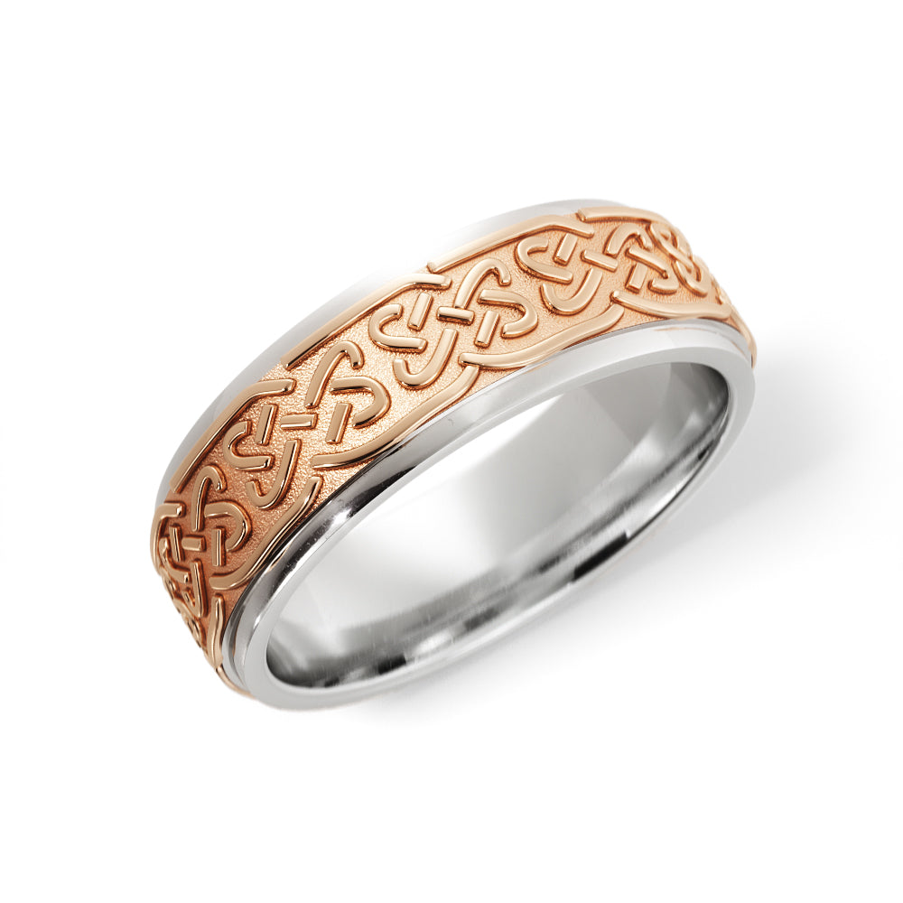 Celtic Love Knot Wedding Ring in 18k White/Rose Gold