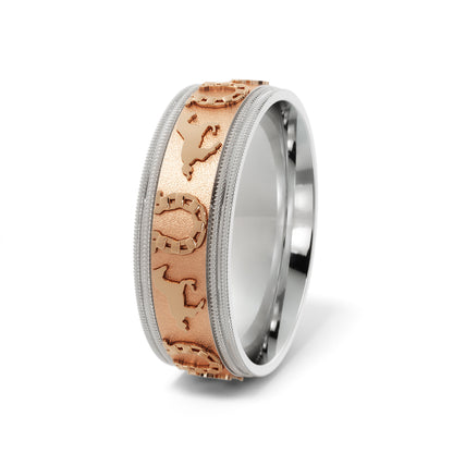 Horseshoe Wedding Band in 18k White/Rose Gold