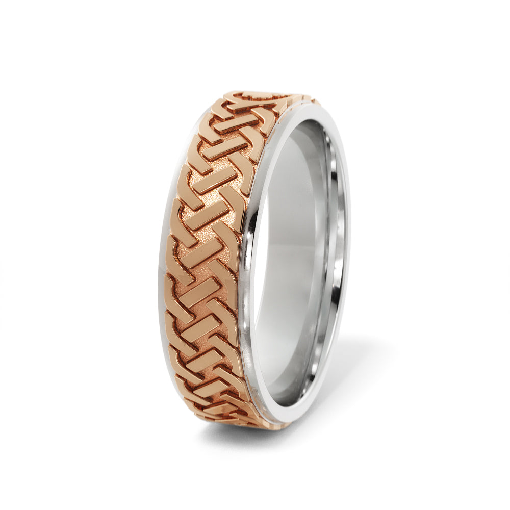 Irish Knot Celtic Wedding Ring in 10k White/Rose Gold