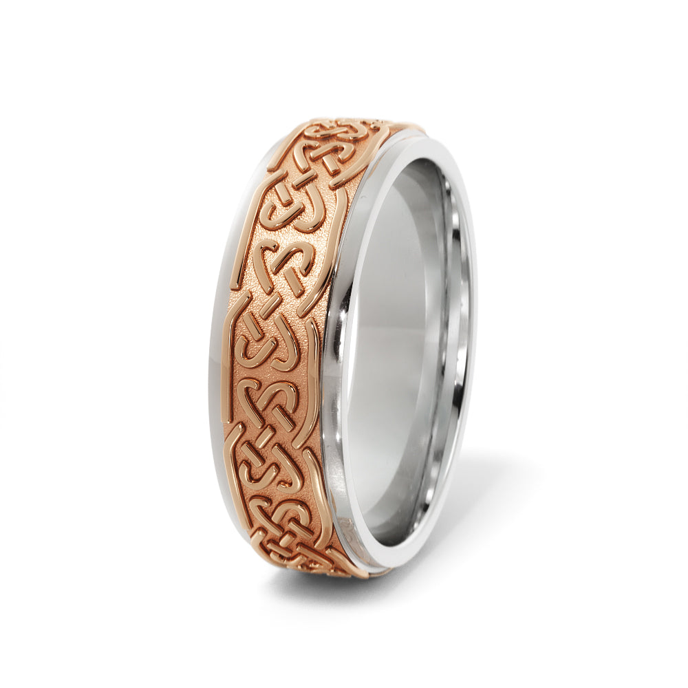 Celtic Love Knot Wedding Ring in 10k White/Rose Gold