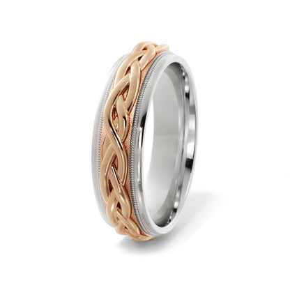 Braided Wedding Ring in 18k White/Rose Gold