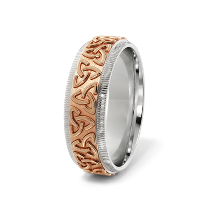 Celtic Wedding Ring in 18k White/Rose Gold