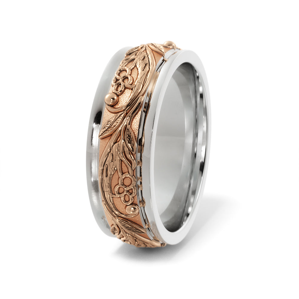 Tree Branch Wedding Ring in 18k White/Rose Gold
