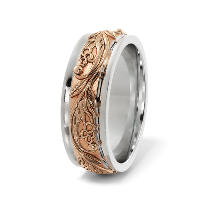 Tree Branch Wedding Ring in 18k White/Rose Gold