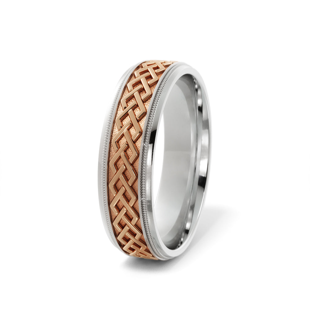 Dara Knot Celtic Wedding Ring in 10k White/Rose Gold