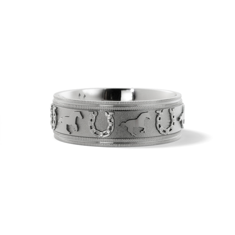 Horseshoe Wedding Band in 18k White Gold