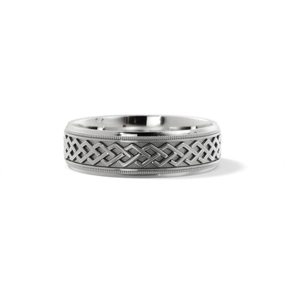 Dara Knot Celtic Wedding Ring in 10k White Gold