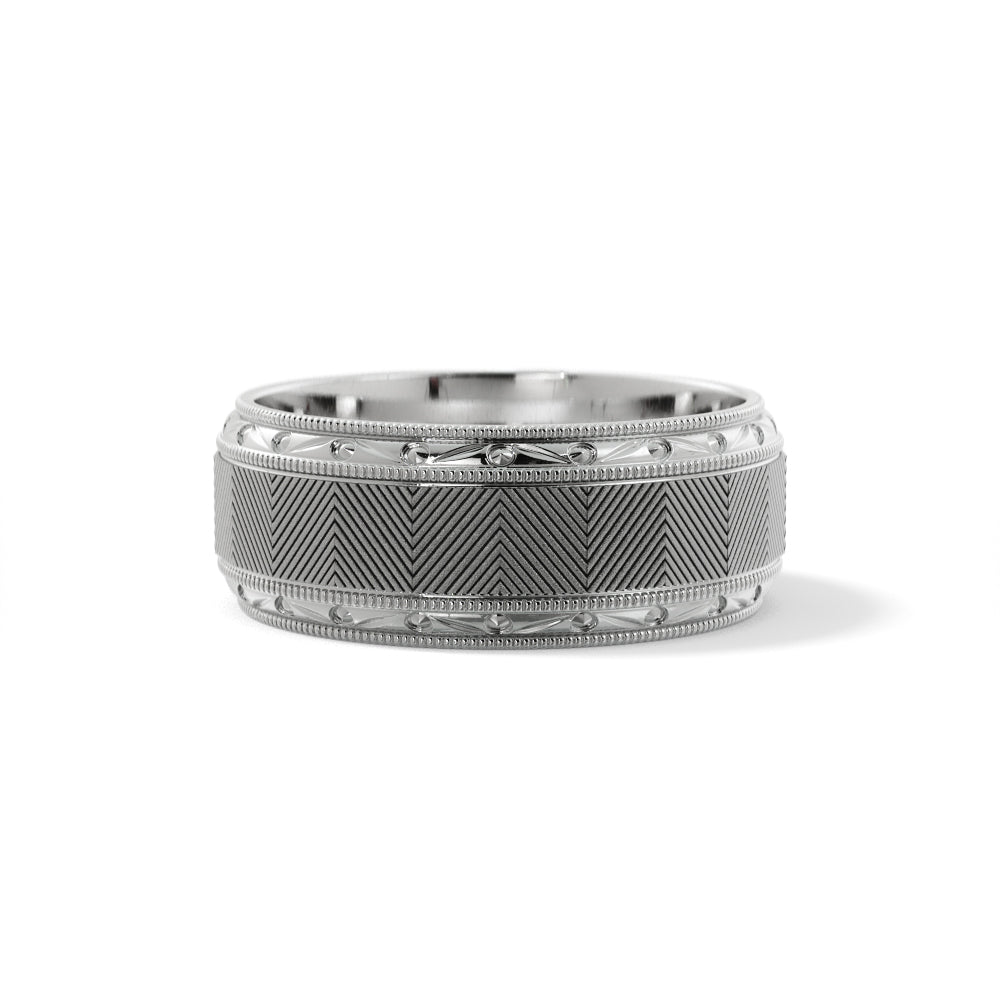 Lined Design Wedding Ring in Platinum