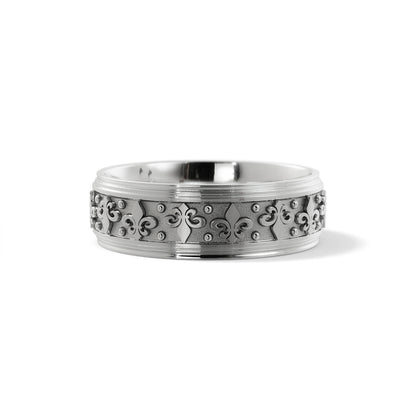 Fleur-de-lis Wedding Band in 18k White Gold