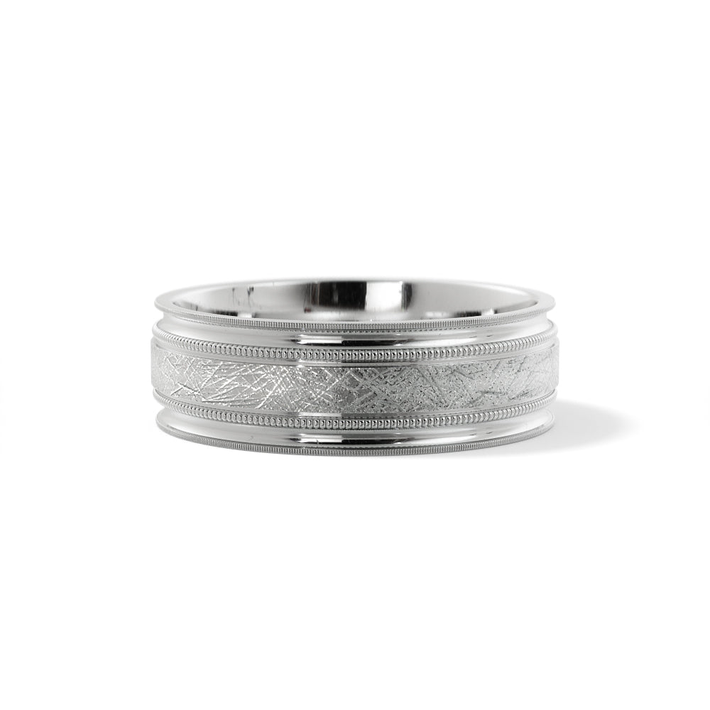 Scattered Satin Wedding Ring in Platinum