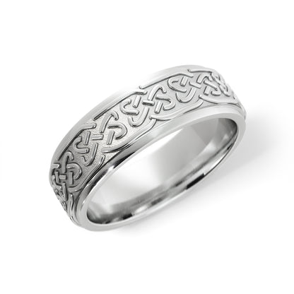 Celtic Love Knot Wedding Ring in 18k White Gold