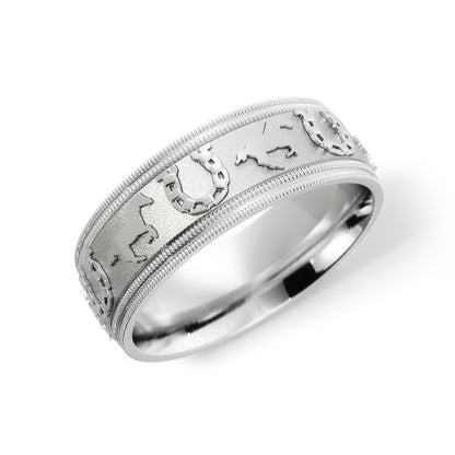 Horseshoe Wedding Band in 18k White Gold