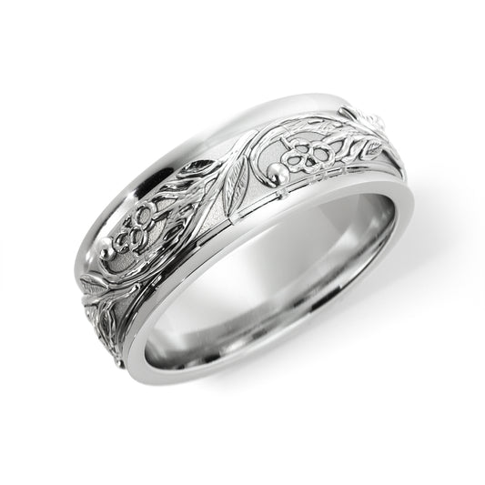 Tree Branch Claddagh Wedding Ring in Platinum