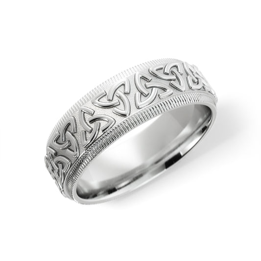 Celtic Wedding Ring in 10k White Gold