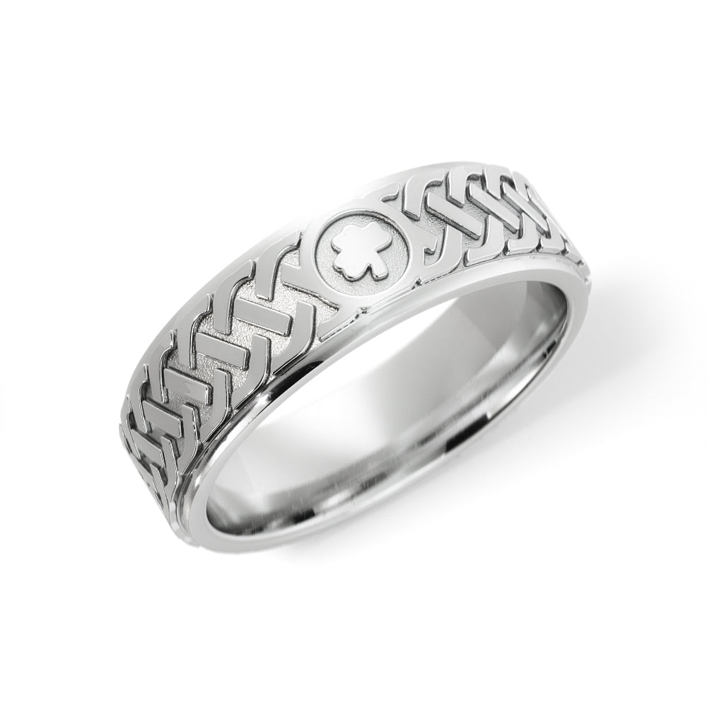 Irish Knot Celtic Wedding Ring in 10k White Gold