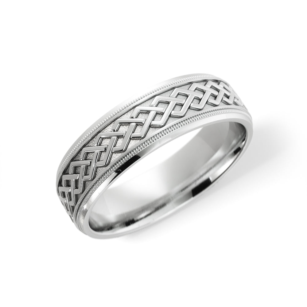 Dara Knot Celtic Wedding Ring in 14k White Gold