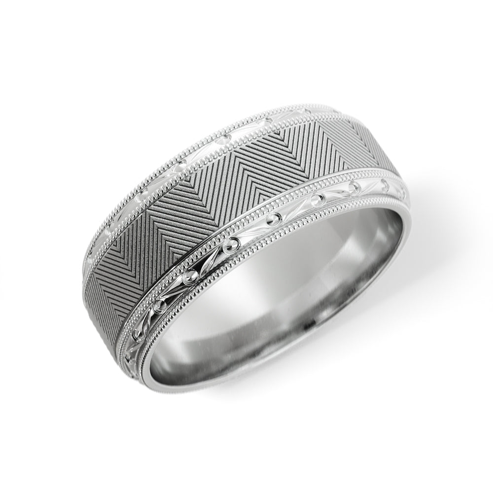 Lined Design Wedding Ring in Platinum